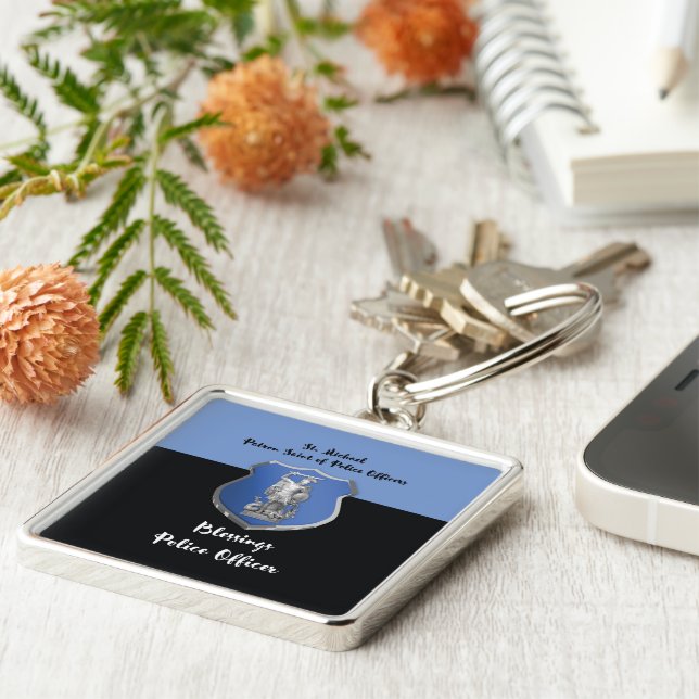 St. Michael Blessings to New Police Officer Key Ring (Side)