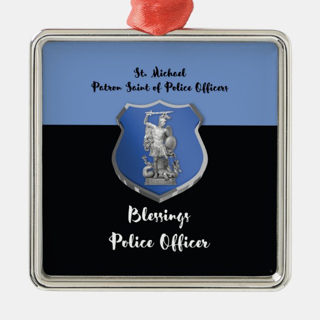 St. Michael Blessings to New Police Officer Metal Tree Decoration (Front)