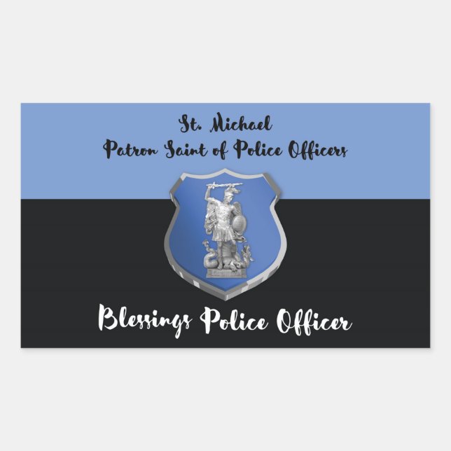 St. Michael Blessings to New Police Officer Rectangular Sticker (Front)