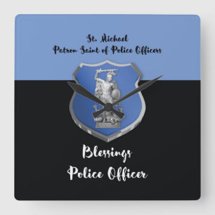 St. Michael Blessings to New Police Officer Square Wall Clock