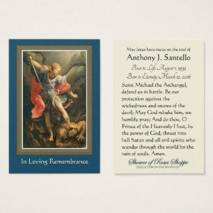 St. Michael Catholic Funeral Memorial Holy Card -