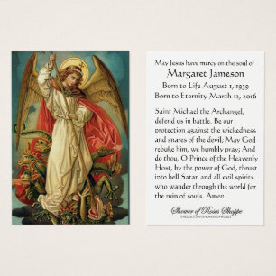 St. Michael Catholic Funeral Memorial Holy Card -