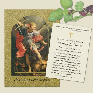 St. Michael Catholic Funeral Memorial Holy Card -