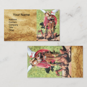 ST. MICHAEL ,DRAGON AND JUSTICE, Brown Parchment Business Card