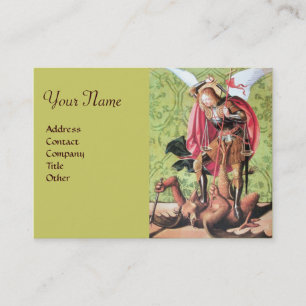 ST. MICHAEL ,DRAGON AND JUSTICE,green red brown Business Card