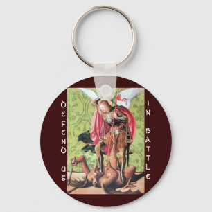 ST. MICHAEL,DRAGON AND JUSTICE,Green Red Brown Key Ring