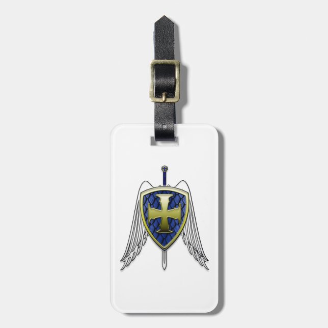 St Michael - Dragon Scale Shield Luggage Tag (Front Vertical)