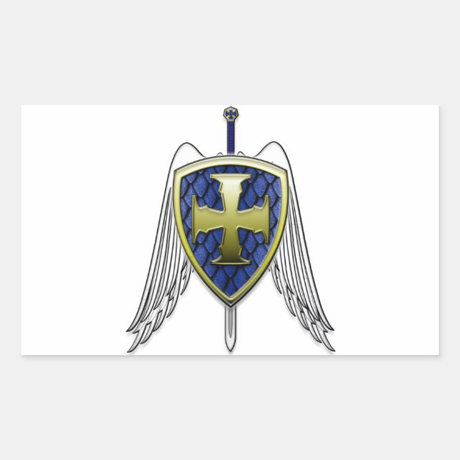 St Michael - Dragon Scale Shield Rectangular Sticker (Front)