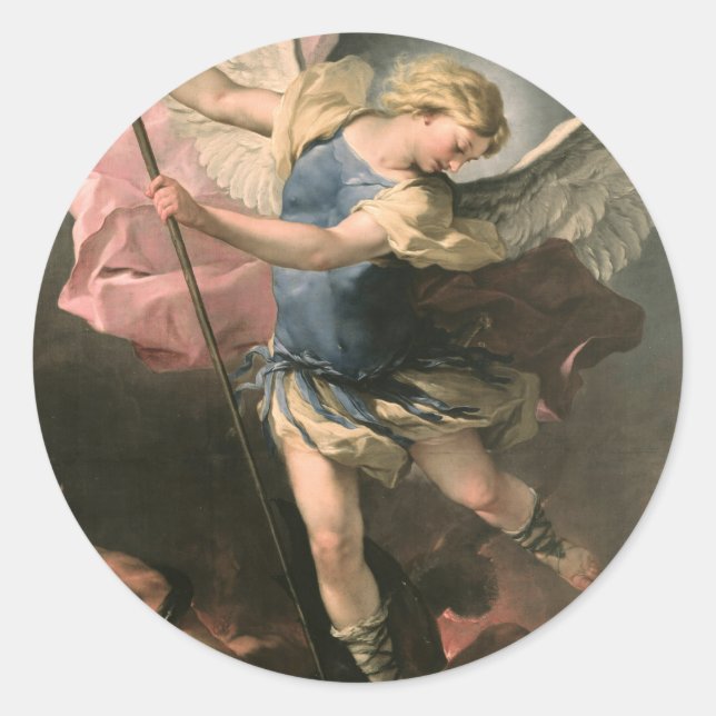 St. Michael, Luca Giordano (Fa Presto) Classic Round Sticker (Front)
