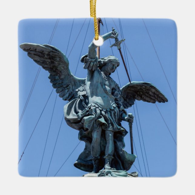 St Michael statue - Castel Sant'Angelo top, Rome Ceramic Ornament (Front)