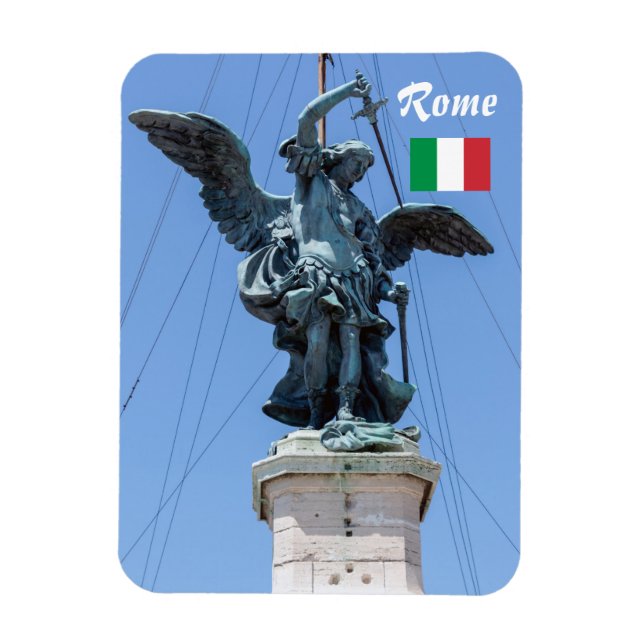 St Michael statue - Castel Sant'Angelo top, Rome Magnet (Vertical)