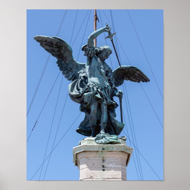 St Michael statue - Castel Sant'Angelo top, Rome Poster (Front)