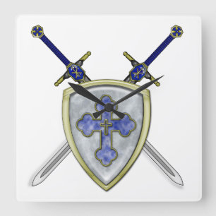 St Michael - Swords and Shield Square Wall Clock