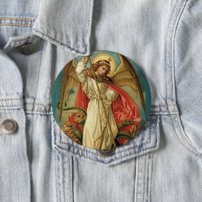 St. Michael the Archangel 10 Cm Round Badge (In Situ)