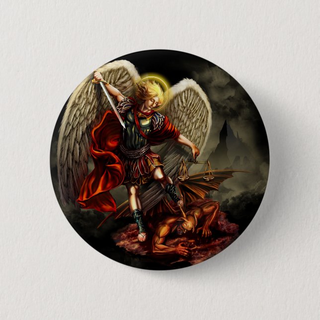 St. Michael the Archangel 6 Cm Round Badge (Front)