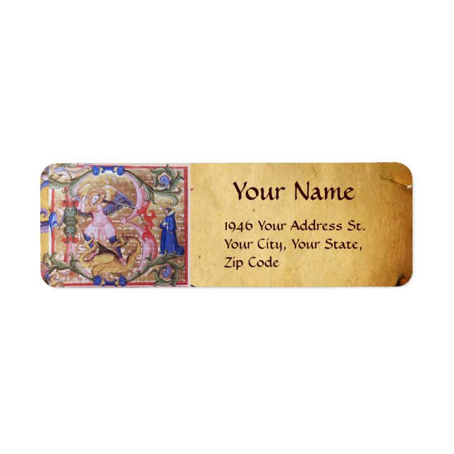 St. Michael the Archangel Antique Parchment Return Address Label (Front)