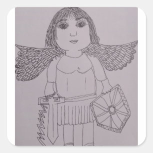 St. Michael the Archangel Black and White Square Sticker