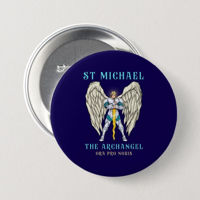 St Michael The Archangel Catholic Prayer Button (Front & Back)