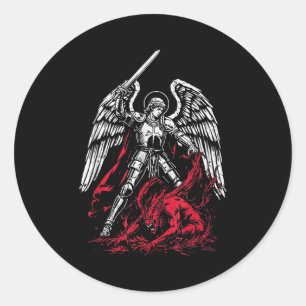 St Michael The Archangel Defeats Satan Catholic  Classic Round Sticker