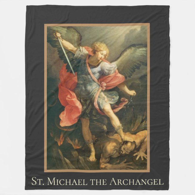 St. Michael the Archangel Defend Us In Battle Fleece Blanket (Front)