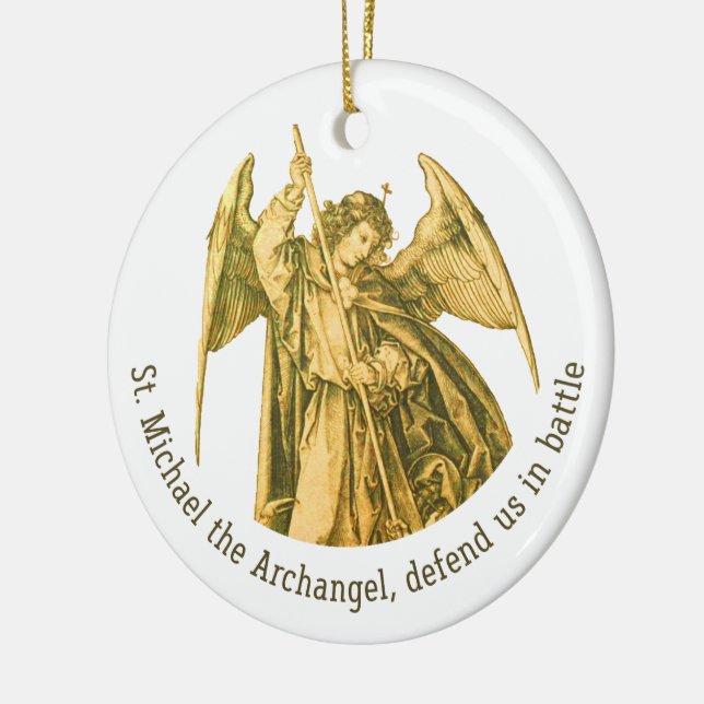 St. Michael the Archangel Gold Mediaeval Angel  Ceramic Ornament (Left)