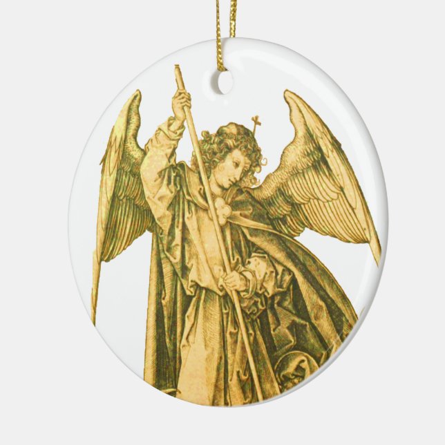 St. Michael the Archangel Gold Medieval Angel Ceramic Ornament (Left)