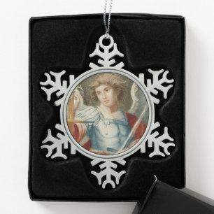St. Michael the Archangel (M 010) Snowflake Pewter Christmas Ornament