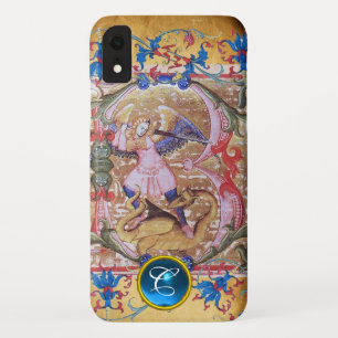 St. Michael the Archangel Monogram Antique Floral iPhone XR Case