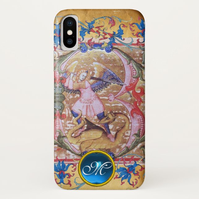 St. Michael the Archangel Monogram Antique Floral Case-Mate iPhone Case (Back)