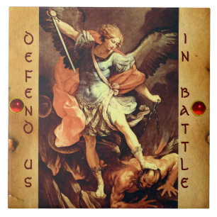 St. Michael the Archangel Parchment Ceramic Tile