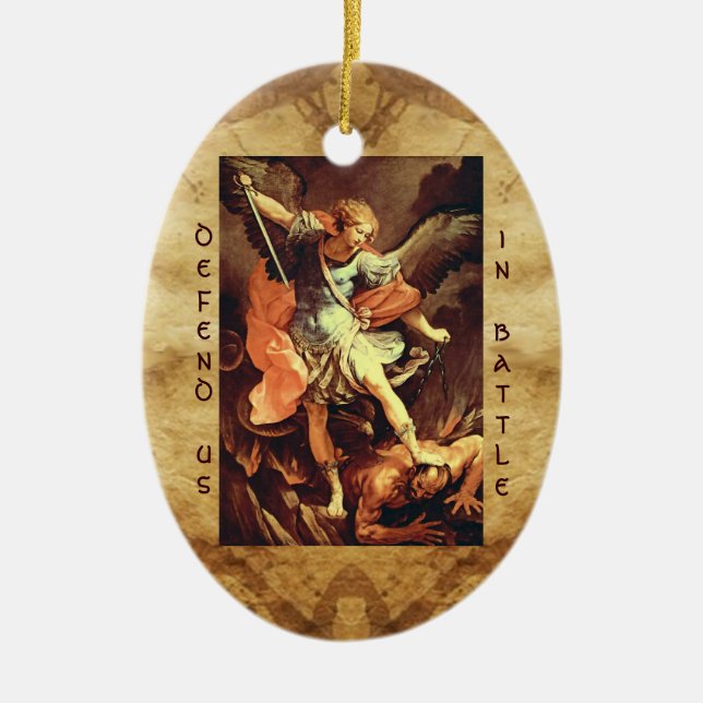 St. Michael the Archangel Prayer Ceramic Tree Decoration (Front)