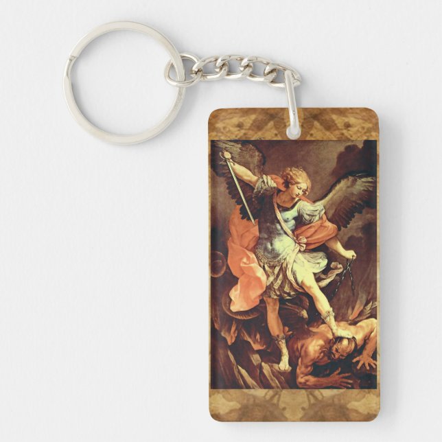 St. Michael the Archangel Prayer Parchment Key Ring (Front)