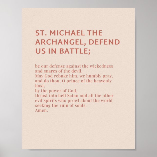 St Michael the Archangel Prayer Poster (Front)