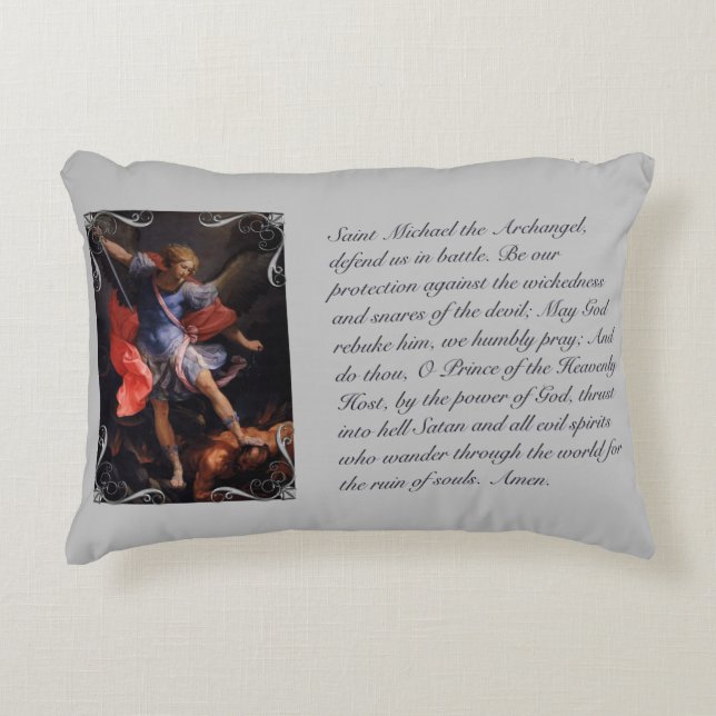 St. Michael, the Archangel Prayer Throw Pillow (Front)