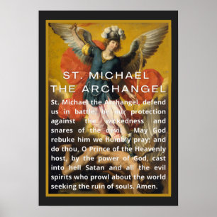 St. Michael the Archangel Prayer with White Text Poster