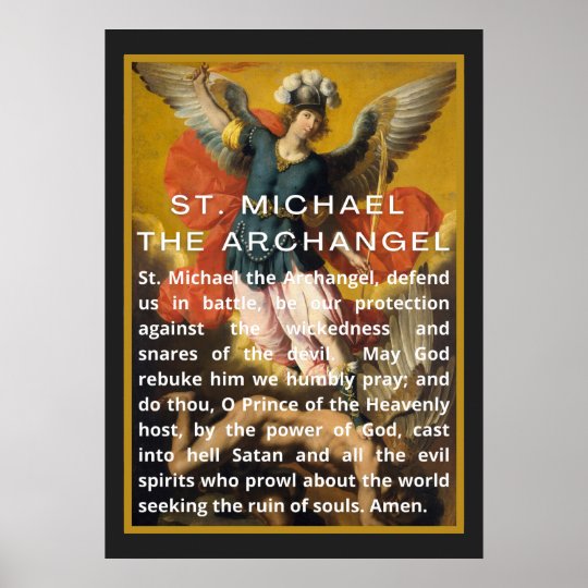 St. Michael The Archangel Prayer With White Text Poster 