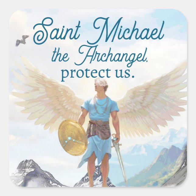 St. Michael the Archangel Protect Us Square Sticker (Front)