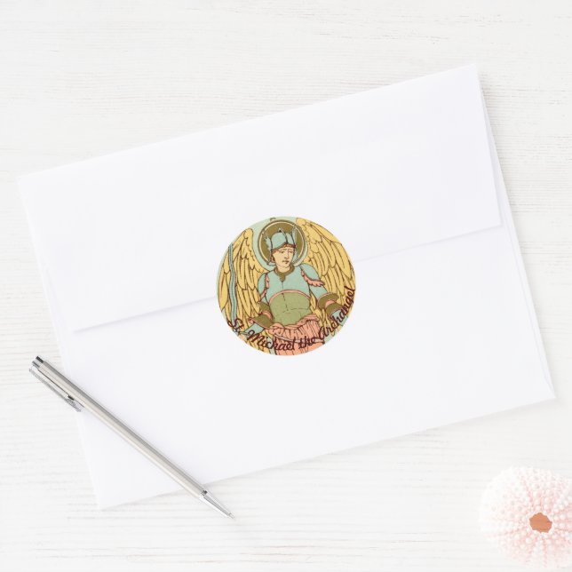 St. Michael the Archangel (RLS 12) Classic Round Sticker (Envelope)