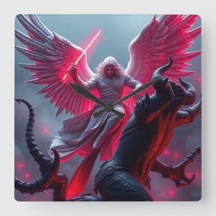 St. Michael the Archangel Slays the Dragon Wall Cl Square Wall Clock