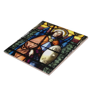 St. Michael The Archangel Stained Glass Window Ceramic Tile