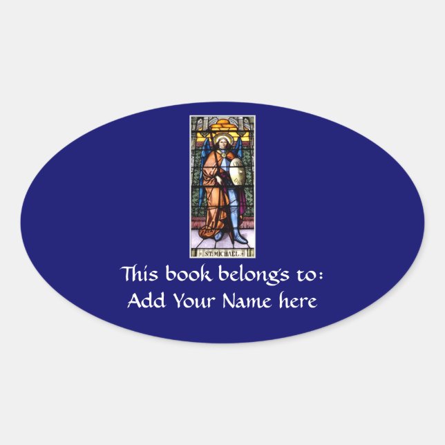 St. Michael The Archangel Stained Glass Window Oval Sticker (Front)