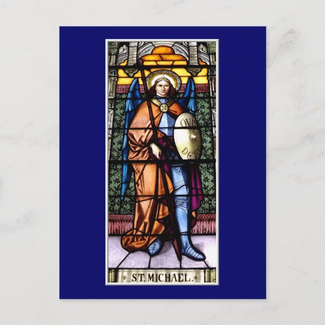 St. Michael The Archangel Stained Glass Window Postcard (Front)