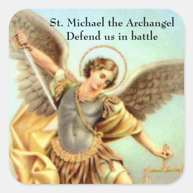 St. Michael the Archangel Sword Armour Square Sticker (Front)