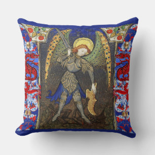 St. Michael the Archangel with Devil , Red Dragons Cushion
