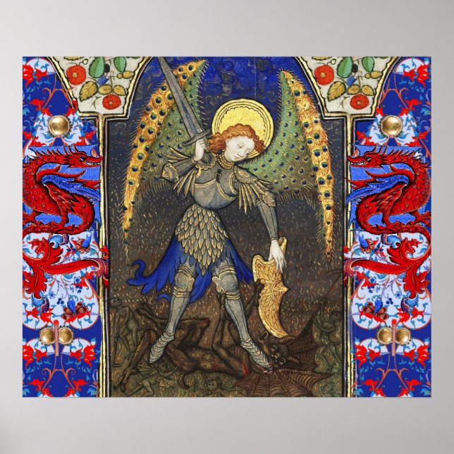 St. Michael the Archangel with Devil , Red Dragons Poster (Front)