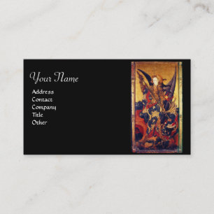 St. Michael Vanquishing Devil as Mediaeval Knight Business Card
