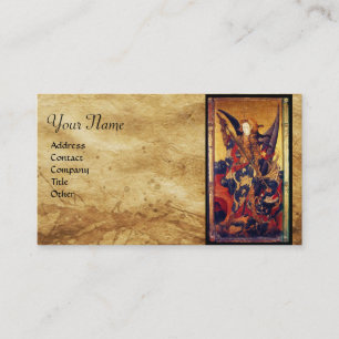 St. Michael Vanquishing Devil as Mediaeval Knight Business Card