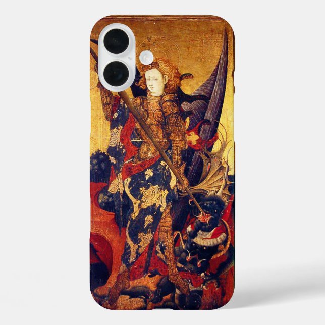 St. Michael Vanquishing Devil as Mediaeval Knight Case-Mate iPhone Case (Back)