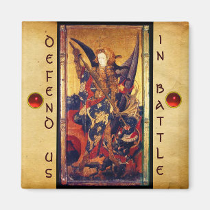 St. Michael Vanquishing Devil as Mediaeval Knight Magnet