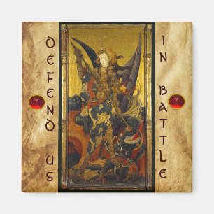 St. Michael Vanquishing Devil as Mediaeval Knight Magnet